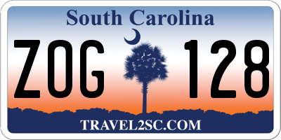 SC license plate ZOG128