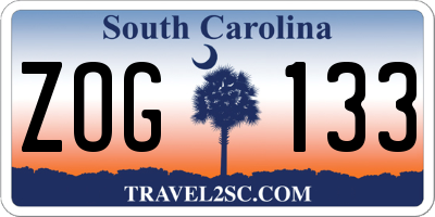 SC license plate ZOG133