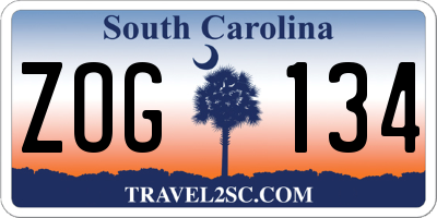 SC license plate ZOG134