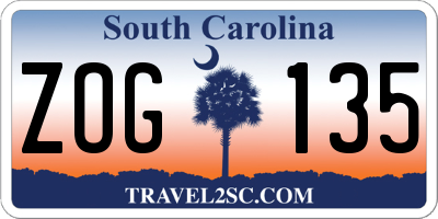 SC license plate ZOG135