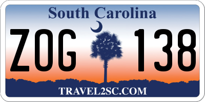 SC license plate ZOG138