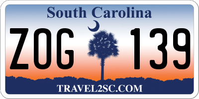 SC license plate ZOG139