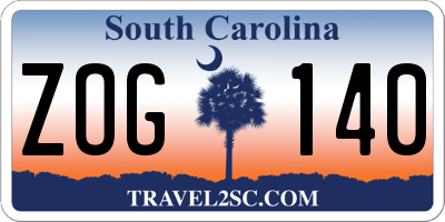 SC license plate ZOG140