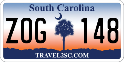 SC license plate ZOG148
