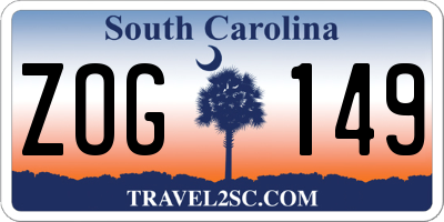 SC license plate ZOG149