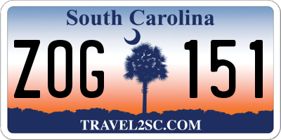 SC license plate ZOG151