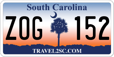 SC license plate ZOG152