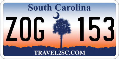 SC license plate ZOG153