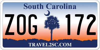 SC license plate ZOG172
