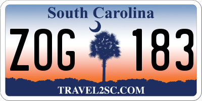 SC license plate ZOG183