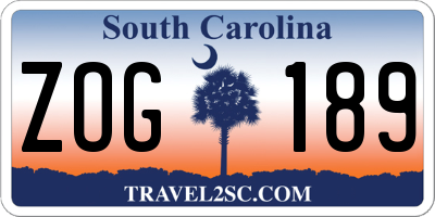 SC license plate ZOG189