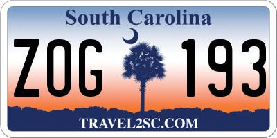 SC license plate ZOG193