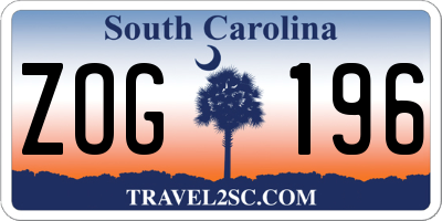 SC license plate ZOG196