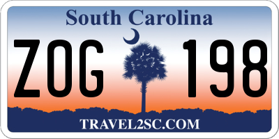 SC license plate ZOG198
