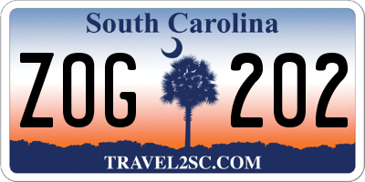 SC license plate ZOG202