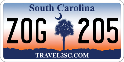 SC license plate ZOG205