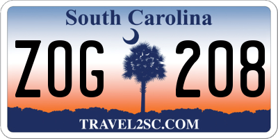 SC license plate ZOG208