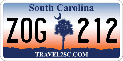 SC license plate ZOG212
