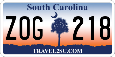 SC license plate ZOG218