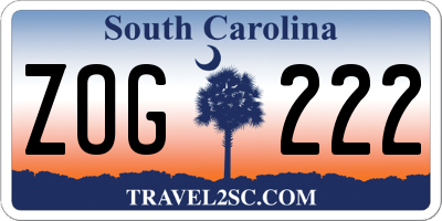 SC license plate ZOG222