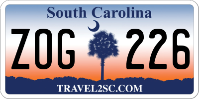 SC license plate ZOG226