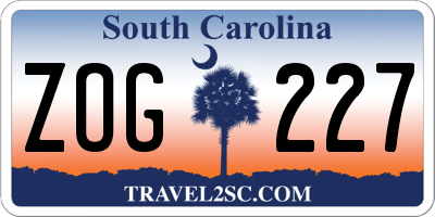 SC license plate ZOG227