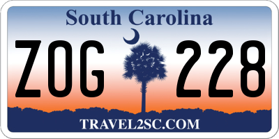 SC license plate ZOG228