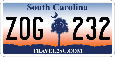SC license plate ZOG232