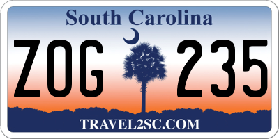 SC license plate ZOG235
