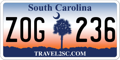 SC license plate ZOG236