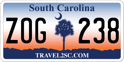 SC license plate ZOG238