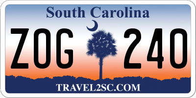 SC license plate ZOG240