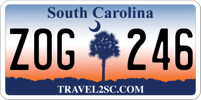 SC license plate ZOG246