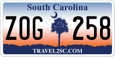 SC license plate ZOG258
