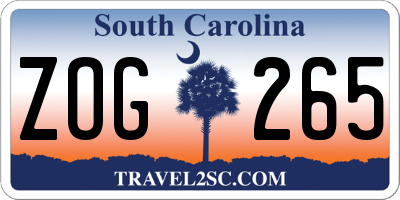 SC license plate ZOG265
