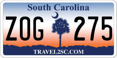 SC license plate ZOG275