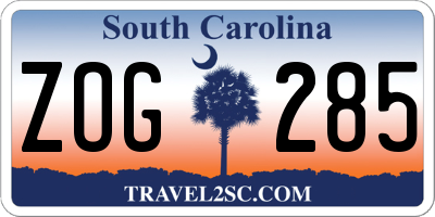SC license plate ZOG285