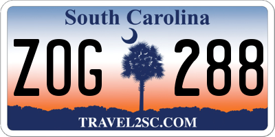 SC license plate ZOG288