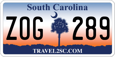 SC license plate ZOG289