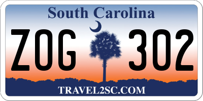 SC license plate ZOG302