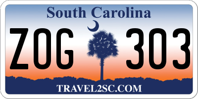 SC license plate ZOG303