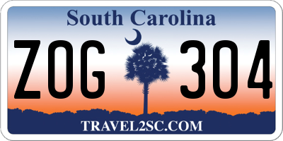 SC license plate ZOG304