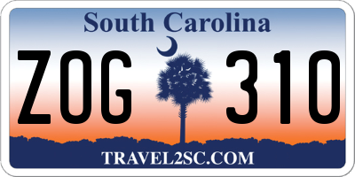 SC license plate ZOG310