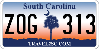 SC license plate ZOG313