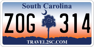 SC license plate ZOG314