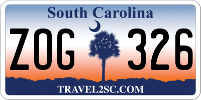 SC license plate ZOG326