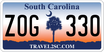 SC license plate ZOG330