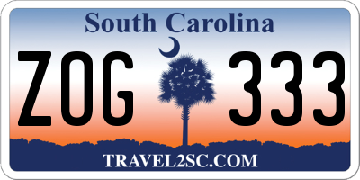 SC license plate ZOG333