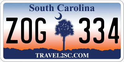 SC license plate ZOG334
