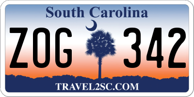 SC license plate ZOG342